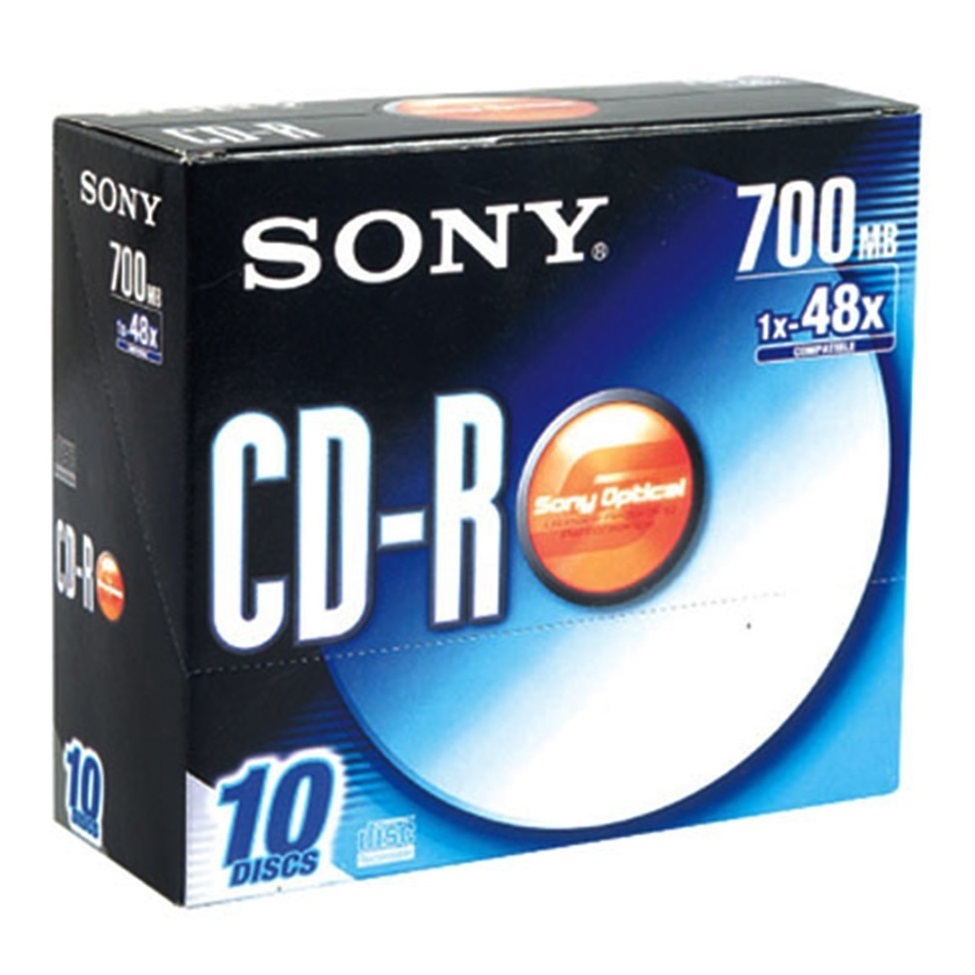 Sony CD-R Recordable 10 pack with slim case - Click Image to Close