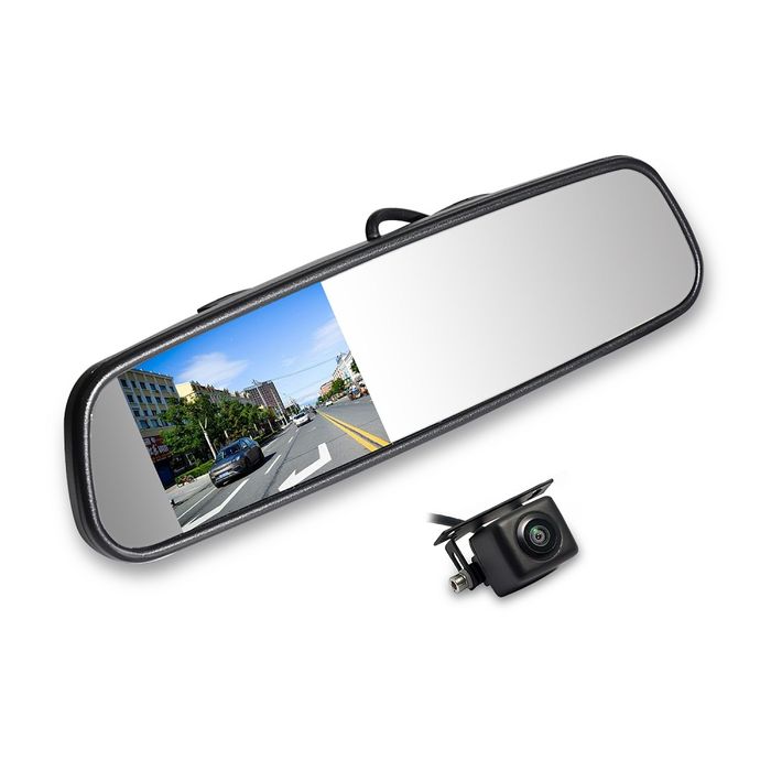 4" AUTOVIEW MIRROR KIT CLIP ON WITH CAMERA - Click Image to Close