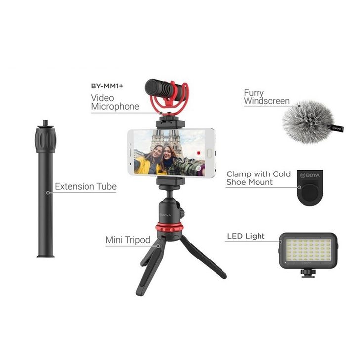 BOYA VLOGGING KIT 2 INCL. MINI TRIPOD BY-MM1 + MIC LED LIGHT