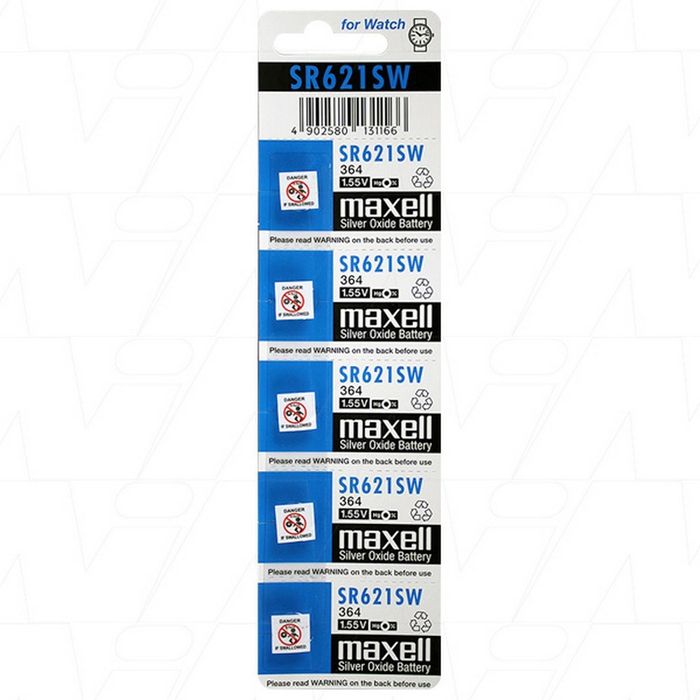 MAXELL SILVER OXIDE SR621SW WATCH BATTERY BUTTON CELL 5 PACK - Click Image to Close