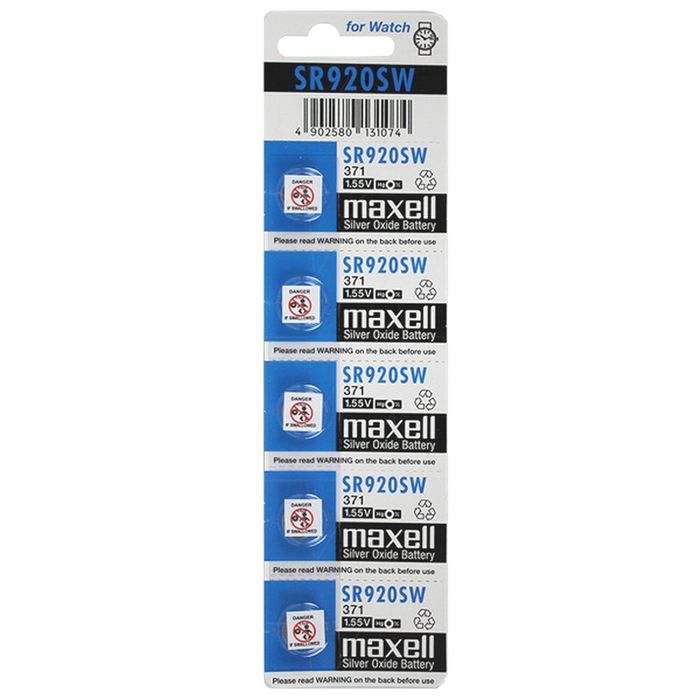 MAXELL SILVER OXIDE SR920SW WATCH BATTERY BUTTON CELL 5 PACK