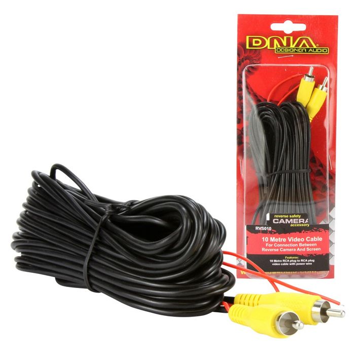 CAMERA VIDEO CABLE RCA TO RCA WITH POWER WIRE 10MTR - Click Image to Close