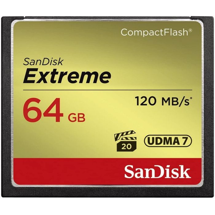 SANDISK EXTREME COMPACT FLASH 64GB UP TO 120MB/S CF CARD UDMA 7