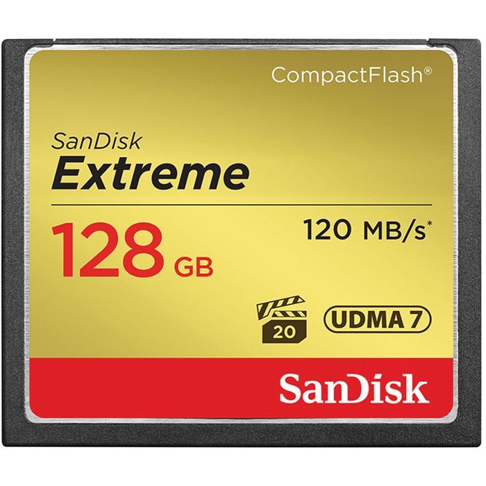 SANDISK EXTREME COMPACT FLASH 128GB UP TO 120MB/S CF CARD UDMA 7